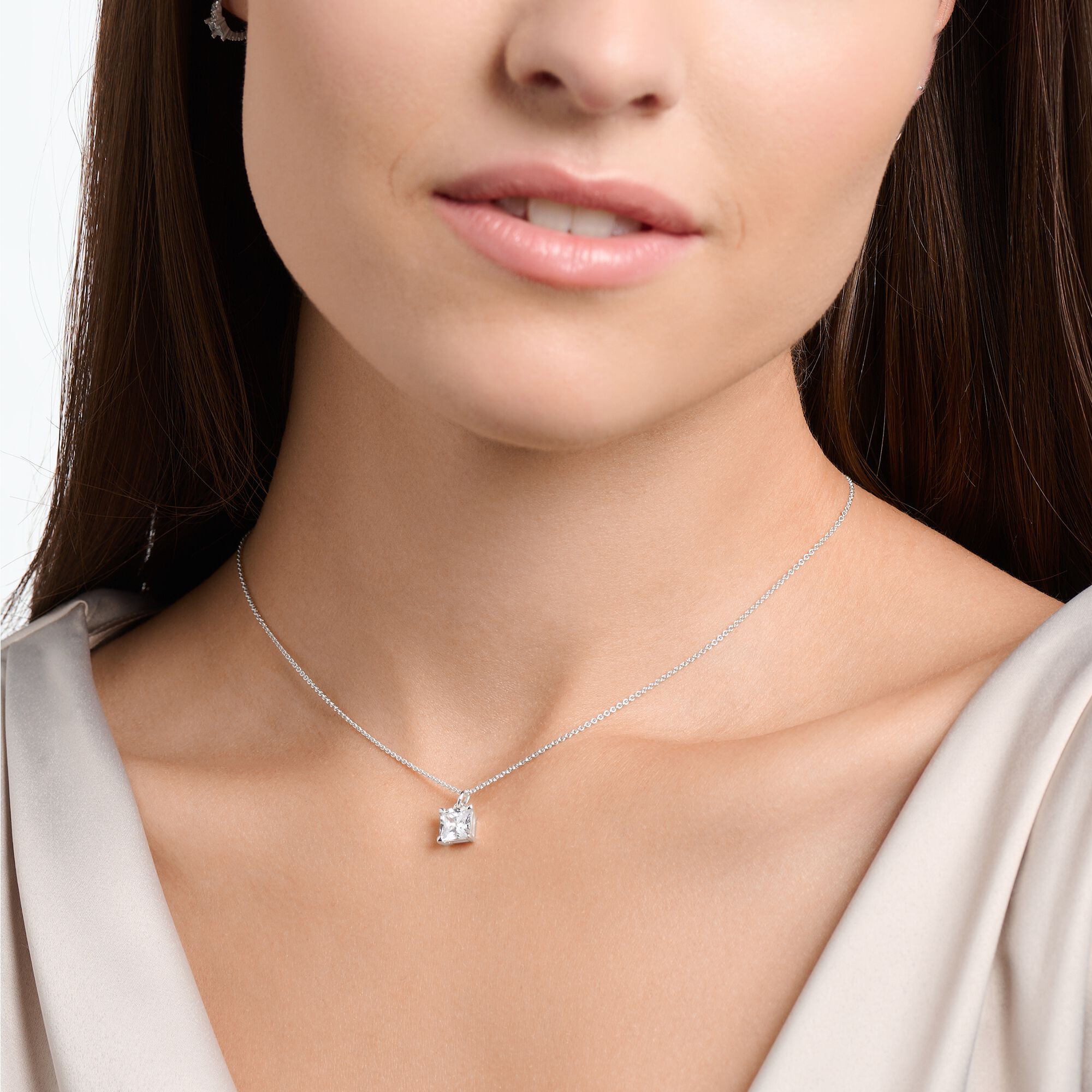 Kette mit weißem Stein silber - PERDONA