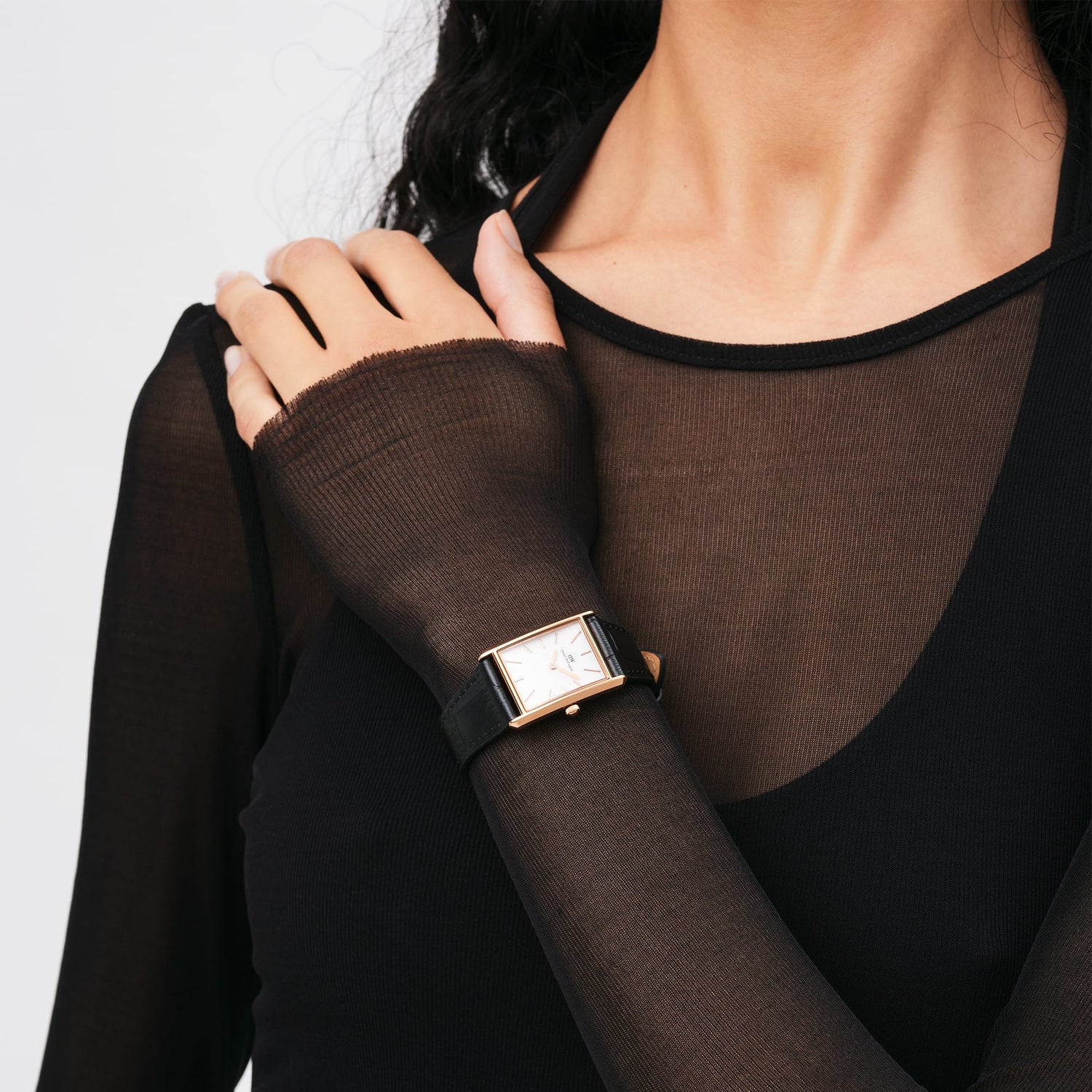 BOUND BLACK CROCODILE ROSE GOLD - PERDONA