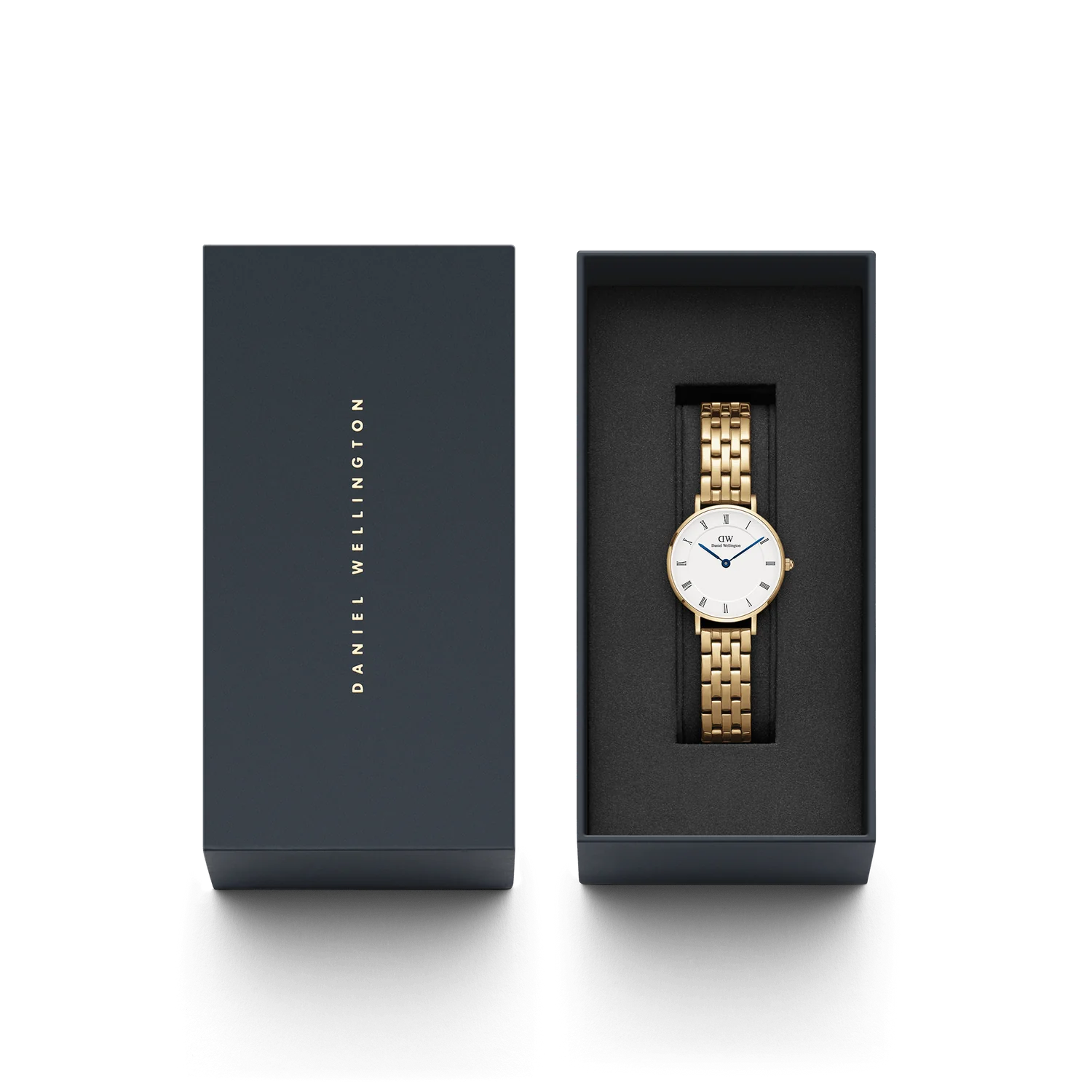 PETITE ROMAN NUMERALS 5-LINK GOLD 28mm - PERDONA