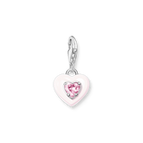 Charm-Anhänger Herz mit pinkem Stein Silber - PERDONA