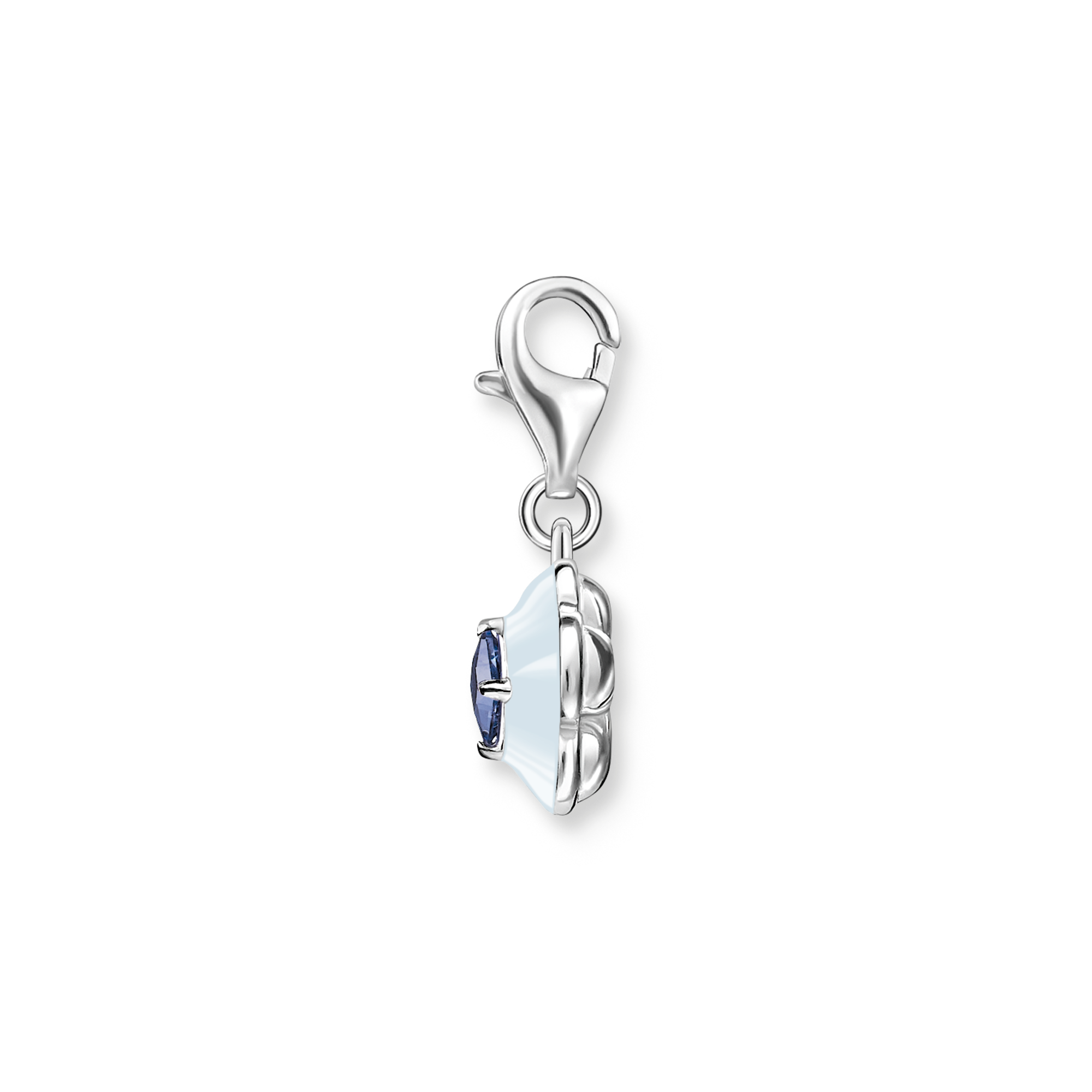 Charm-Anhänger Blume mit blauem Stein Silber - PERDONA
