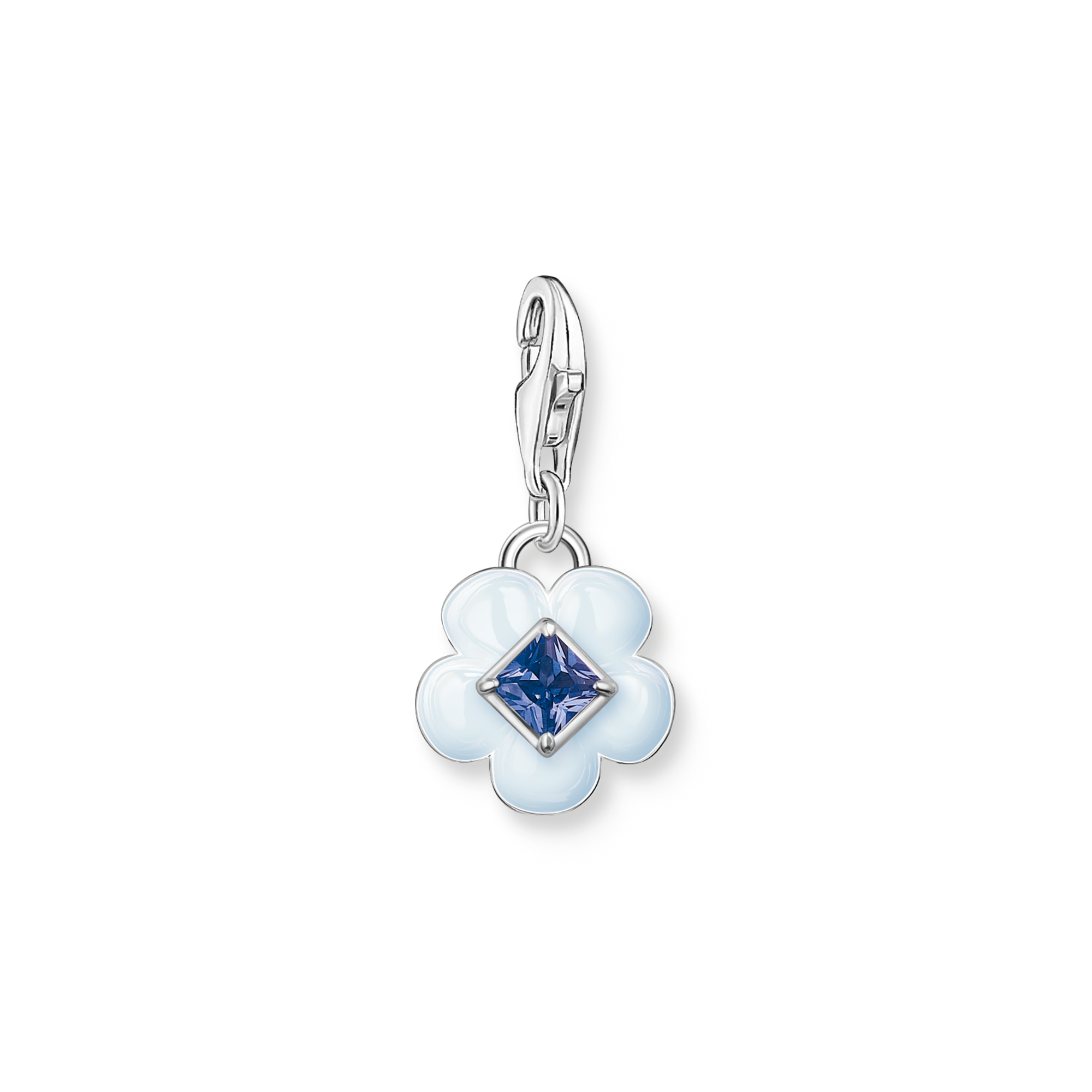 Charm-Anhänger Blume mit blauem Stein Silber - PERDONA