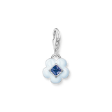 Charm-Anhänger Blume mit blauem Stein Silber - PERDONA