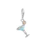 Charm-Anhänger blaues Cocktail-Glas Silber - PERDONA