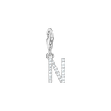 A-Z Charm-Anhänger Buchstabe sibler mit weißen Steinen - PERDONA