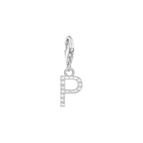 A-Z Charm-Anhänger Buchstabe sibler mit weißen Steinen - PERDONA