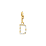 A-Z Charm-Anhänger Buchstabe vergoldet mit weißen Steinen #D