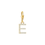 A-Z Charm-Anhänger Buchstabe vergoldet mit weißen Steinen #E