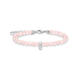 Charm-Armband mit Rosenquarz-Beads Silber - PERDONA