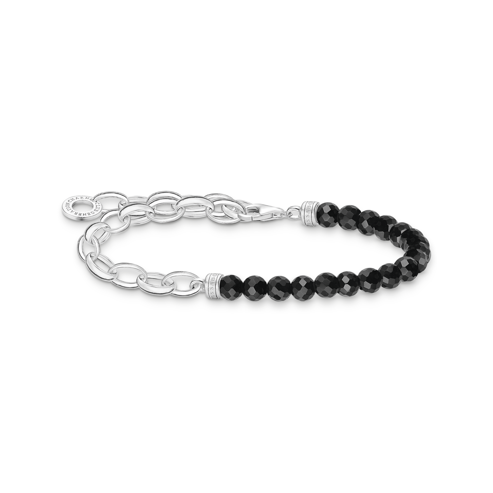 Charm-Armband mit schwarzen Onyx-Beads - PERDONA