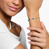 Charm-Armband mit blauen Beads, weißen Perlen - PERDONA