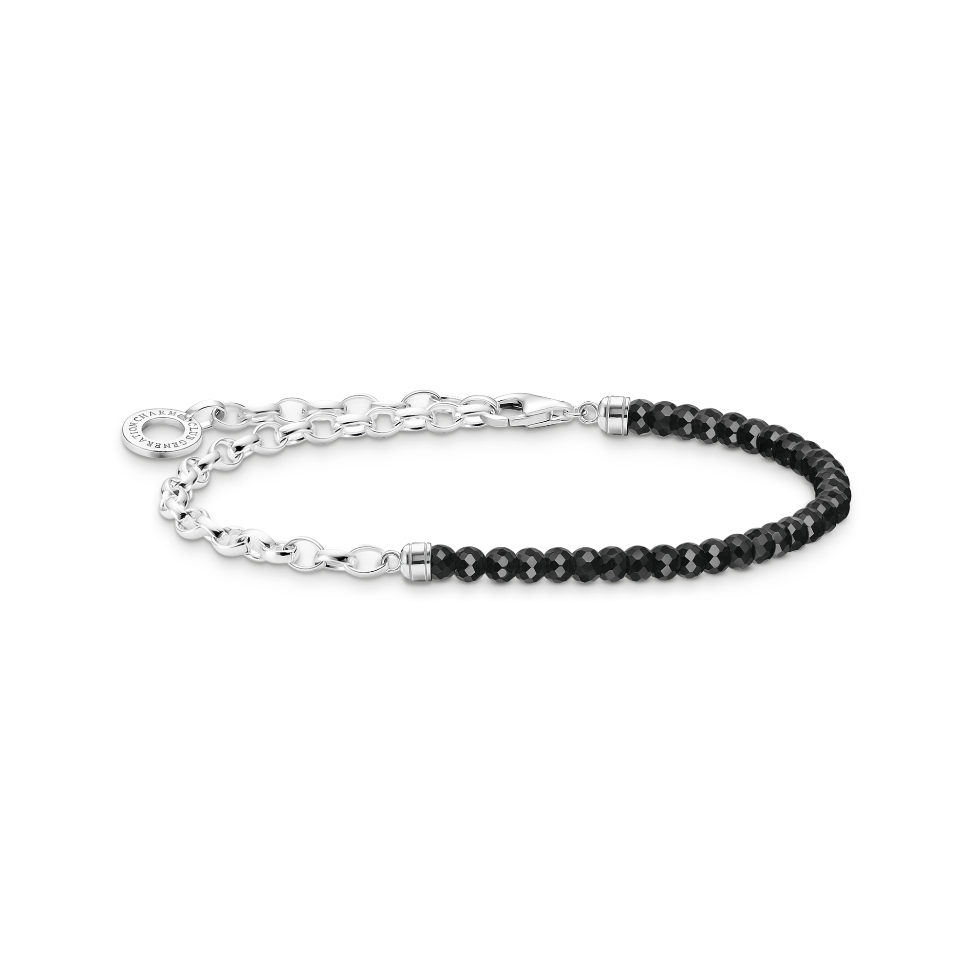 Charm-Armband mit schwarzen Onyx-Beads - PERDONA