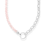 Charm-Kette mit Rosenquarz-Beads und Kettengliedern Silber - PERDONA